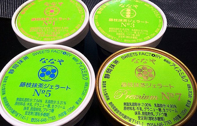 7段階から濃さを選べる静岡の藤枝抹茶を使用したプレミアム抹茶ジェラート