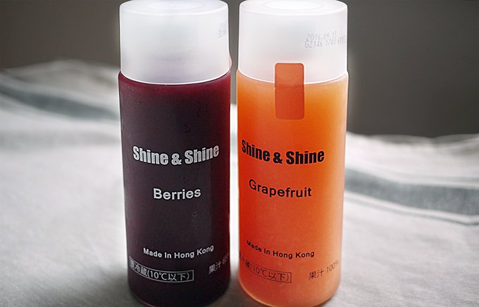 コンビニでも購入ができる正真正銘のストレートジュース Shine Shine